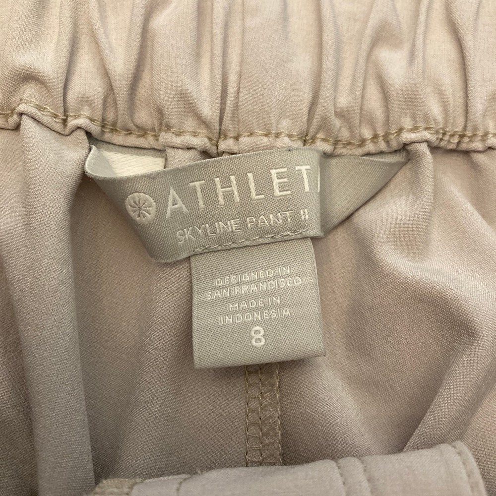 Athleta Skyline II Pant Womens 8‎ Beige Paperbag Pleated Front Athleisure Tie - Picture 6 of 7